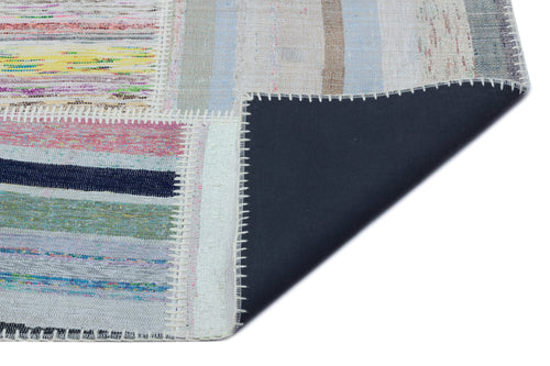 Teselya 25506 Beige Striped Wool Handmade Area Rug 5'3" x 7'4"