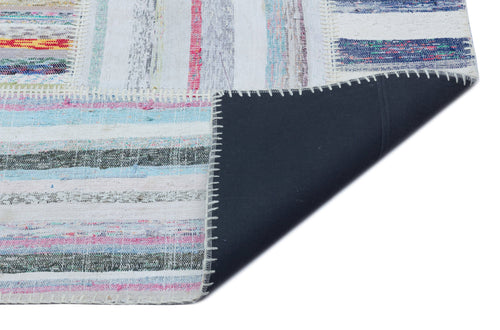 Teselya 25511 Patchwork Striped Wool Handmade Area Rug 5'3" x 7'4"