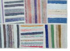 Teselya 25511 Patchwork Striped Wool Handmade Area Rug 5'3" x 7'4"