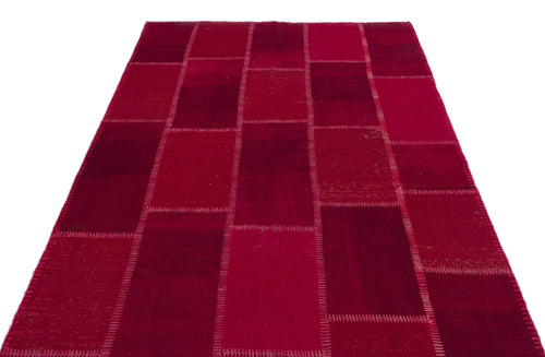 Teselya Beige Patchwork Wool Handmade Area Rug 5'0" x 7'7"