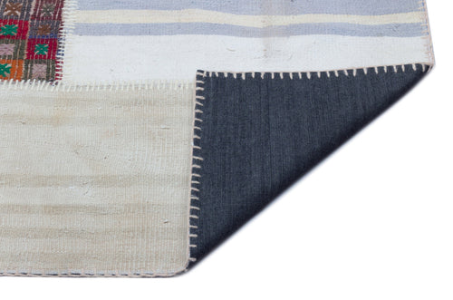 Teselya 25519 Beige Patchwork Wool Handmade Area Rug 5'3" x 7'8"