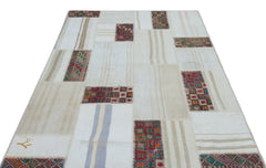Teselya 25519 Beige Patchwork Wool Handmade Area Rug 5'3" x 7'8"