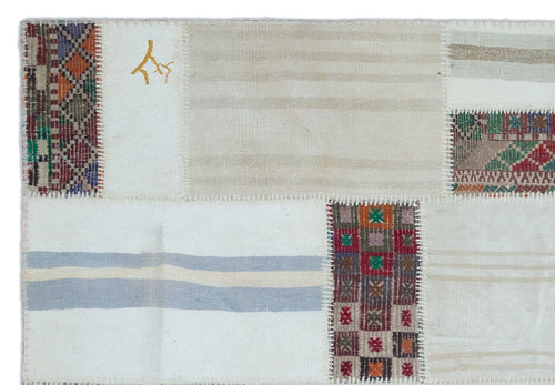 Teselya 25519 Beige Patchwork Wool Handmade Area Rug 5'3" x 7'8"