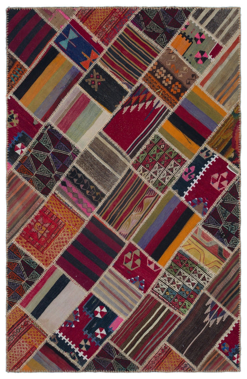 Teselya 25522 Patchwork Vintage Wool Handmade Area Rug 5'1" x 7'10"