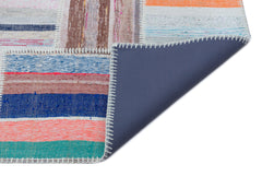 Teselya Beige Striped Wool Handmade Area Rug 5'2" x 7'4"