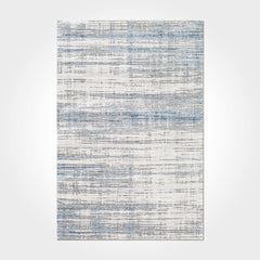 Blue Striped Area Rug – Washable Non Slip Chenille Cotton Rug for Living Room