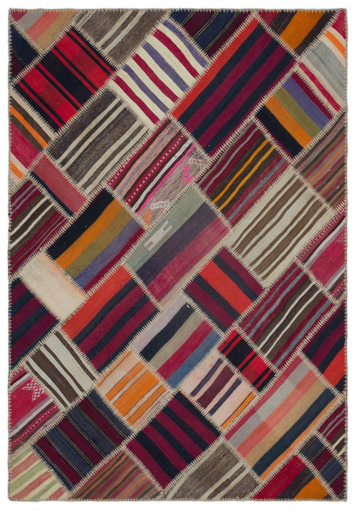 Teselya Red Vintage Wool Handmade Area Rug 5'2" x 7'5"