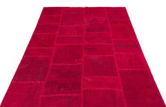 Teselya Pink Patchwork Wool Handmade Area Rug 5'1" x 7'5"