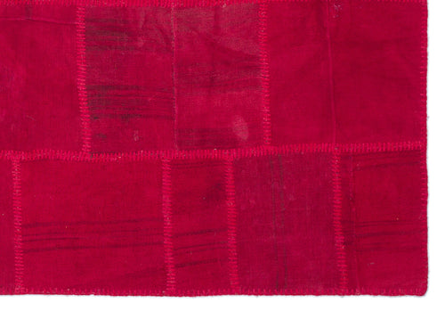 Teselya Pink Patchwork Wool Handmade Area Rug 5'1" x 7'5"