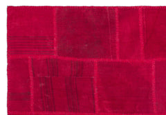 Teselya Pink Patchwork Wool Handmade Area Rug 5'1" x 7'5"