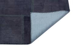 Teselya Anthracite Patchwork Wool Handmade Area Rug 5'1" x 7'8"