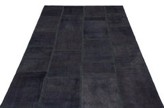 Teselya Anthracite Patchwork Wool Handmade Area Rug 5'1" x 7'8"