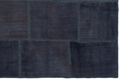 Teselya Anthracite Patchwork Wool Handmade Area Rug 5'1" x 7'8"