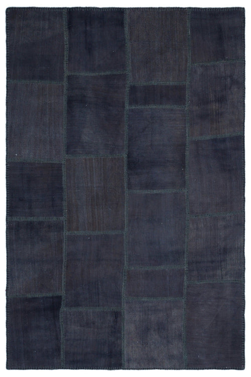 Teselya Anthracite Patchwork Wool Handmade Area Rug 5'1" x 7'8"