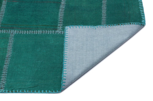 Teselya Turquoise Patchwork Wool Handmade Area Rug 5'1" x 7'9"