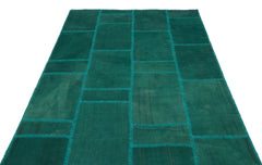 Teselya Turquoise Patchwork Wool Handmade Area Rug 5'3" x 7'8"