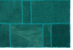Teselya Turquoise Patchwork Wool Handmade Area Rug 5'3" x 7'8"