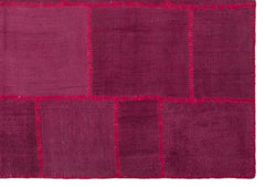 Teselya Pink Patchwork Wool Handmade Area Rug 5'4" x 7'7"