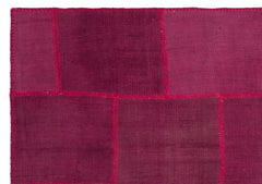 Teselya Pink Patchwork Wool Handmade Area Rug 5'4" x 7'7"