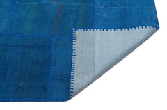 Teselya Blue Patchwork Wool Handmade Area Rug 5'1" x 7'7"