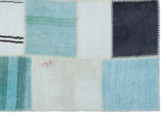 Teselya 25562 Blue Patchwork Wool Handmade Area Rug 5'3" x 7'7"