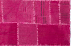 Teselya Pink Patchwork Wool Handmade Area Rug 5'1" x 7'8"