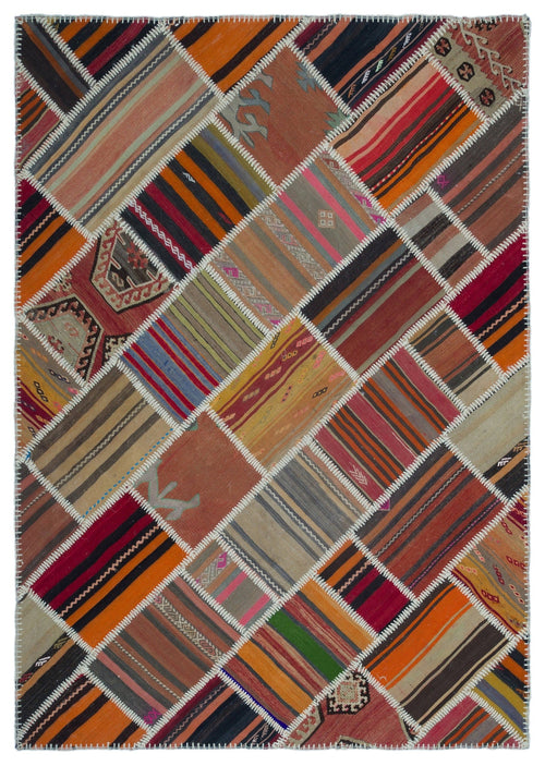 Teselya Orange Vintage Wool Handmade Area Rug 5'2" x 7'5"