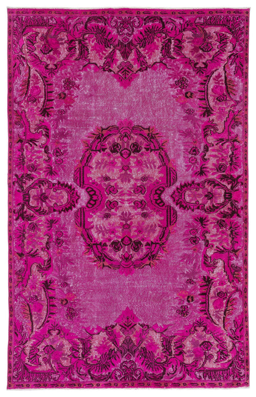Purplea Pink Vintage Wool Handmade Area Rug 6'1" x 9'6"