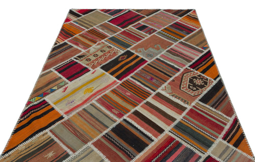 Teselya 25592 Patchwork Vintage Wool Handmade Area Rug 5'3" x 7'9"