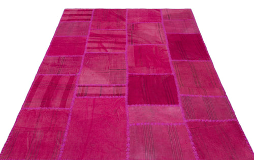 Teselya Beige Patchwork Wool Handmade Area Rug 5'4" x 7'7"