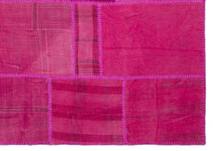 Teselya Beige Patchwork Wool Handmade Area Rug 5'4" x 7'7"