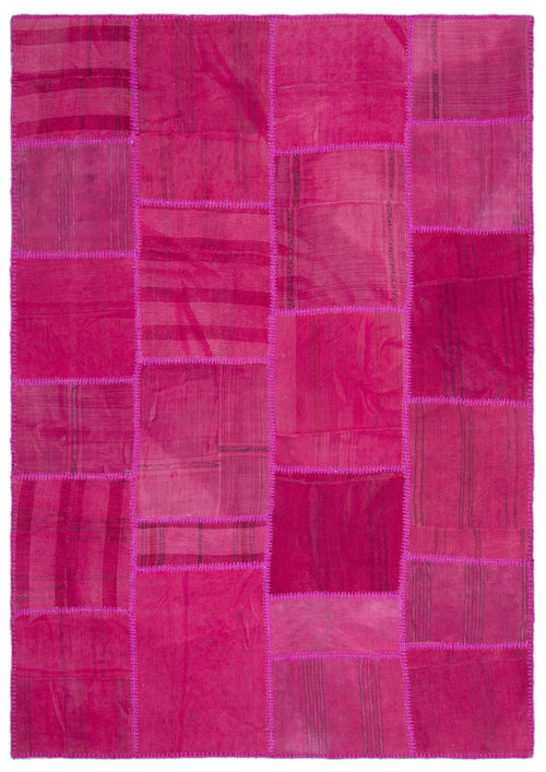 Teselya Beige Patchwork Wool Handmade Area Rug 5'4" x 7'7"