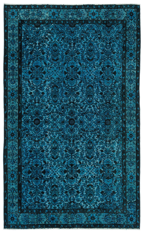 Purplea Turquoise Vintage Wool Handmade Area Rug 5'7" x 9'3"