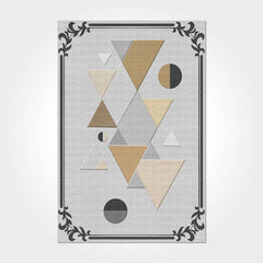 Geometric Area Rug – Washable Non Slip Grey Chenille Cotton Carpet