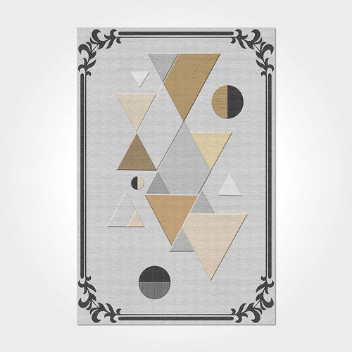 Geometric Area Rug – Washable Non Slip Grey Chenille Cotton Carpet