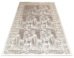 Carved Leather Rug - Modern Grey Leather Carpet With Shiny Border & Anti Slip