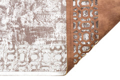 Carved Leather Rug - Modern Grey Leather Carpet With Shiny Border & Anti Slip