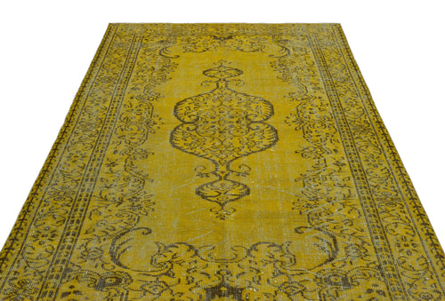 Atina Yellow Vintage Wool Handmade Area Rug 5'10" x 9'7"