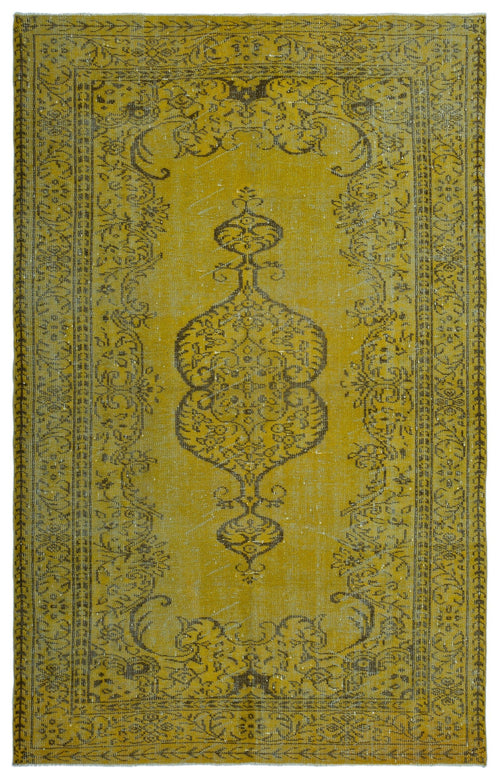 Atina Yellow Vintage Wool Handmade Area Rug 5'10" x 9'7"