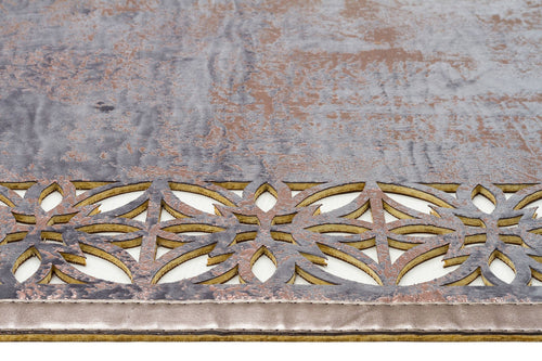 Modern Leather Rug – Blue Artificial Leather Carpet with Shiny Border & Anti Slip