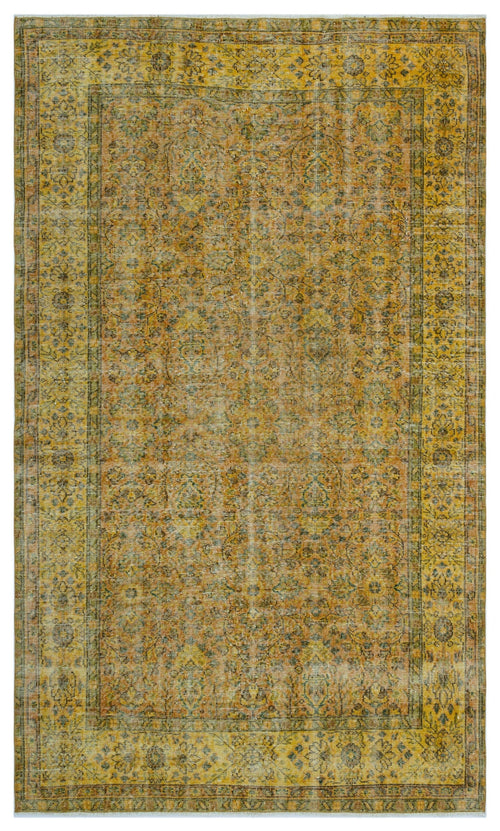 Atina Yellow Vintage Wool Handmade Area Rug 5'4" x 9'1"
