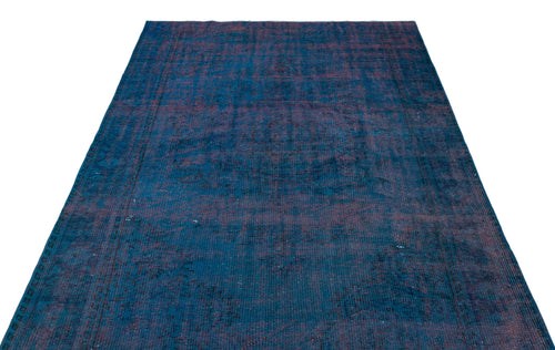 Atina Blue Vintage Wool Handmade Area Rug 5'5" x 8'10"