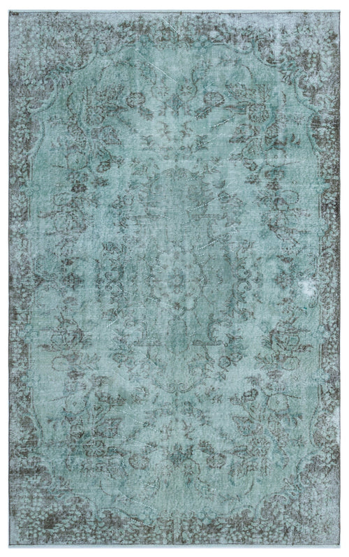 Atina Turquoise Vintage Wool Handmade Area Rug 4'5" x 10'2"