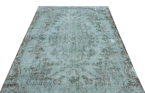 Atina Turquoise Vintage Wool Handmade Area Rug 4'5" x 10'2"