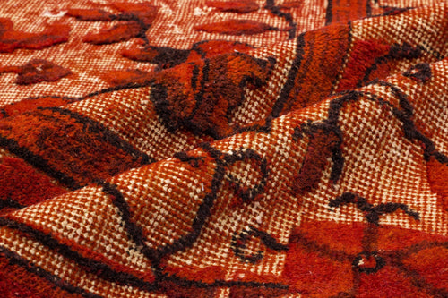 Purplea Orange Vintage Wool Handmade Area Rug 5'10" x 9'2"