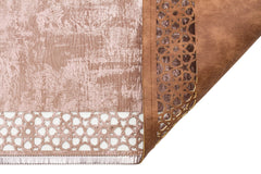 Modern Leather Rug - Bronze Artificial Leather Carpet with Shiny Embroidery