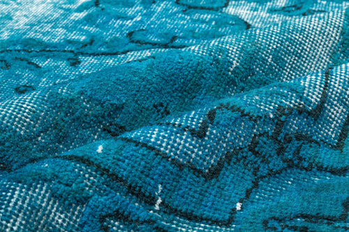 Purplea Turquoise Vintage Wool Handmade Area Rug 5'0" x 8'8"