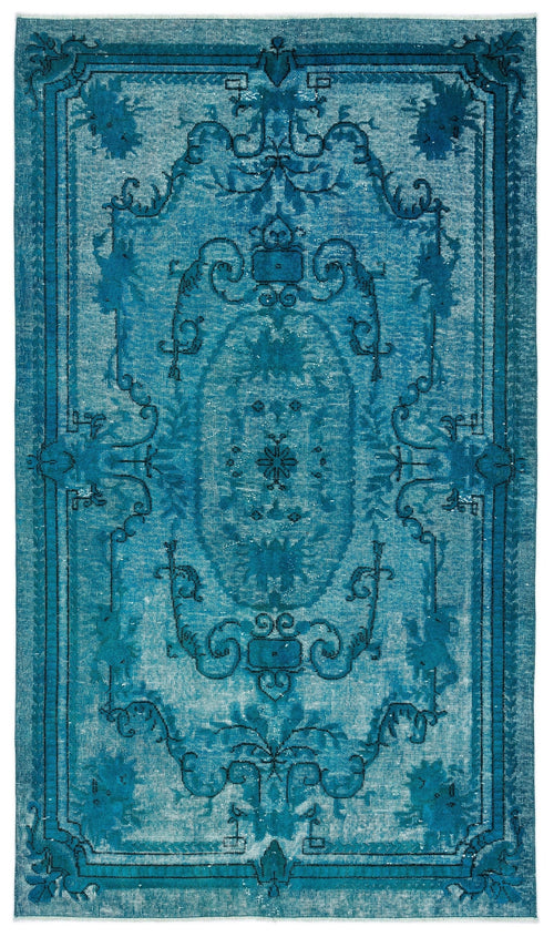 Purplea Turquoise Vintage Wool Handmade Area Rug 5'0" x 8'8"