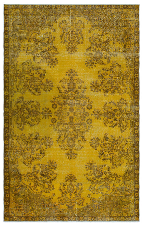 Atina Yellow Vintage Wool Handmade Area Rug 6'4" x 10'1"
