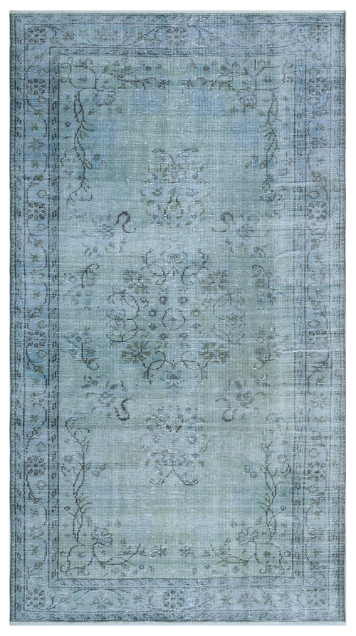 Atina Blue Vintage Wool Handmade Area Rug 4'9" x 8'8"